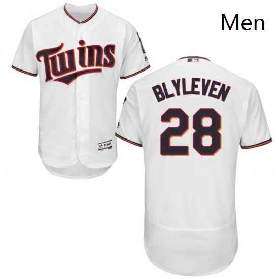 Mens Majestic Minnesota Twins 28 Bert Blyleven White Home Flex Base Authentic Collection MLB Jersey